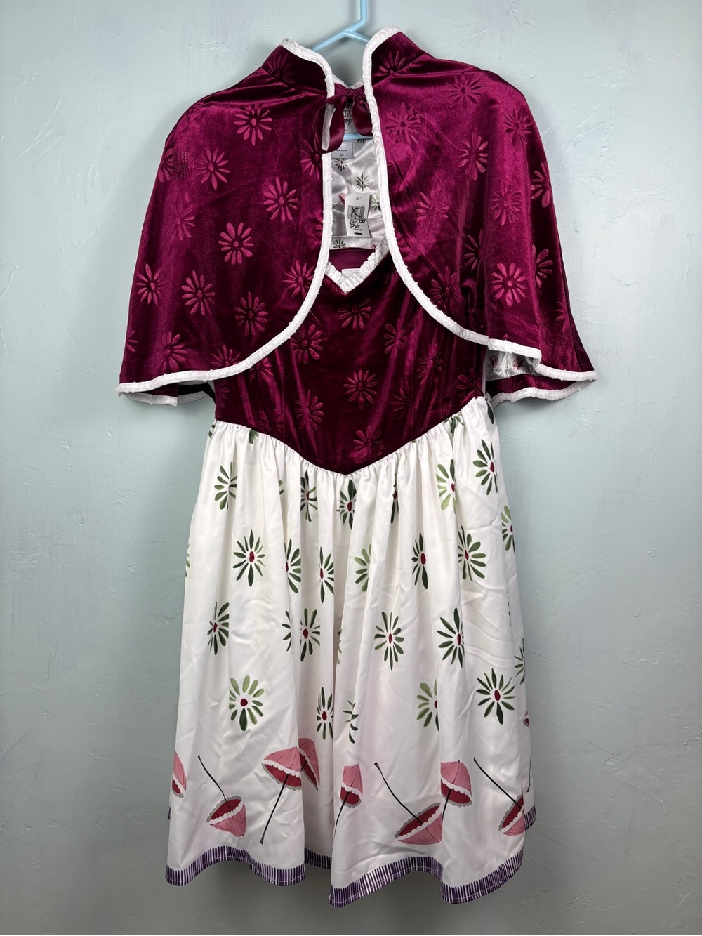 Disney Her Universe Burgundy & White Haunted Mansion Tightrope Dress w/ Cape